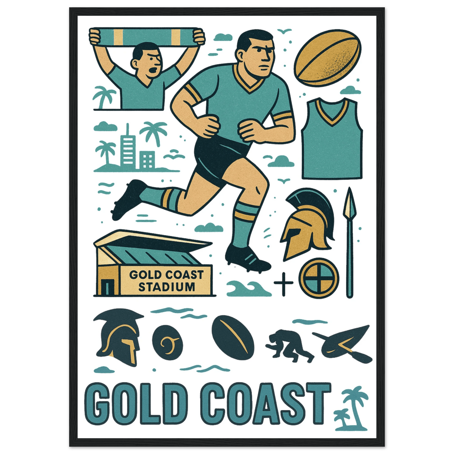 Gold Coast - Framed Wall Art - VFtees