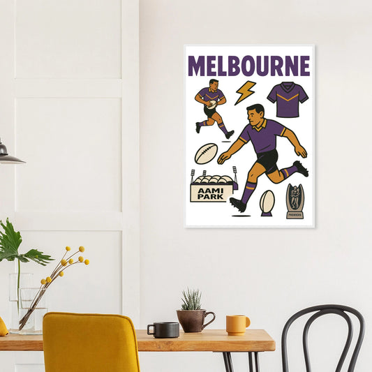 Melbourne - Rugby League Framed Wall Art - VFtees