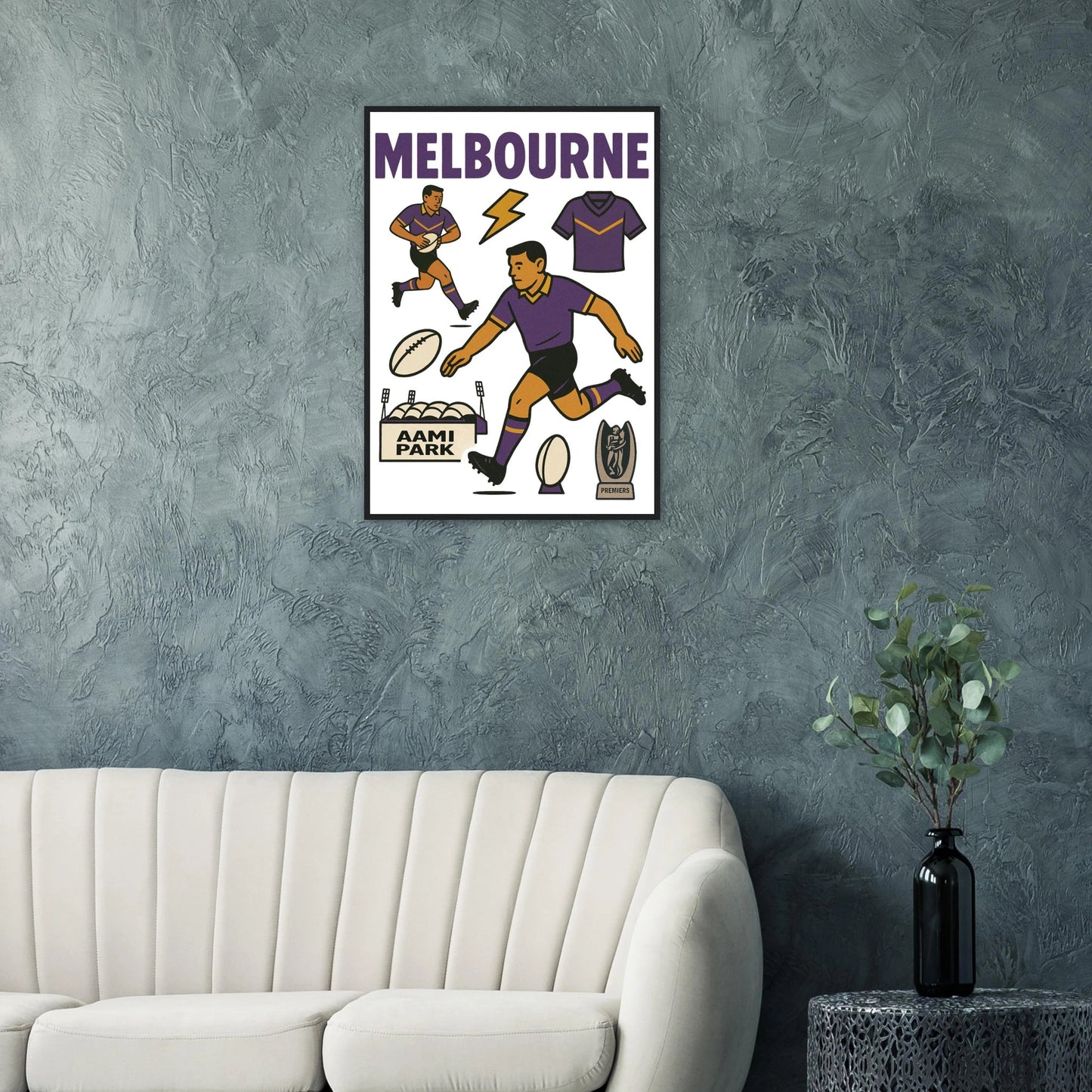 Melbourne - Rugby League Framed Wall Art - VFtees