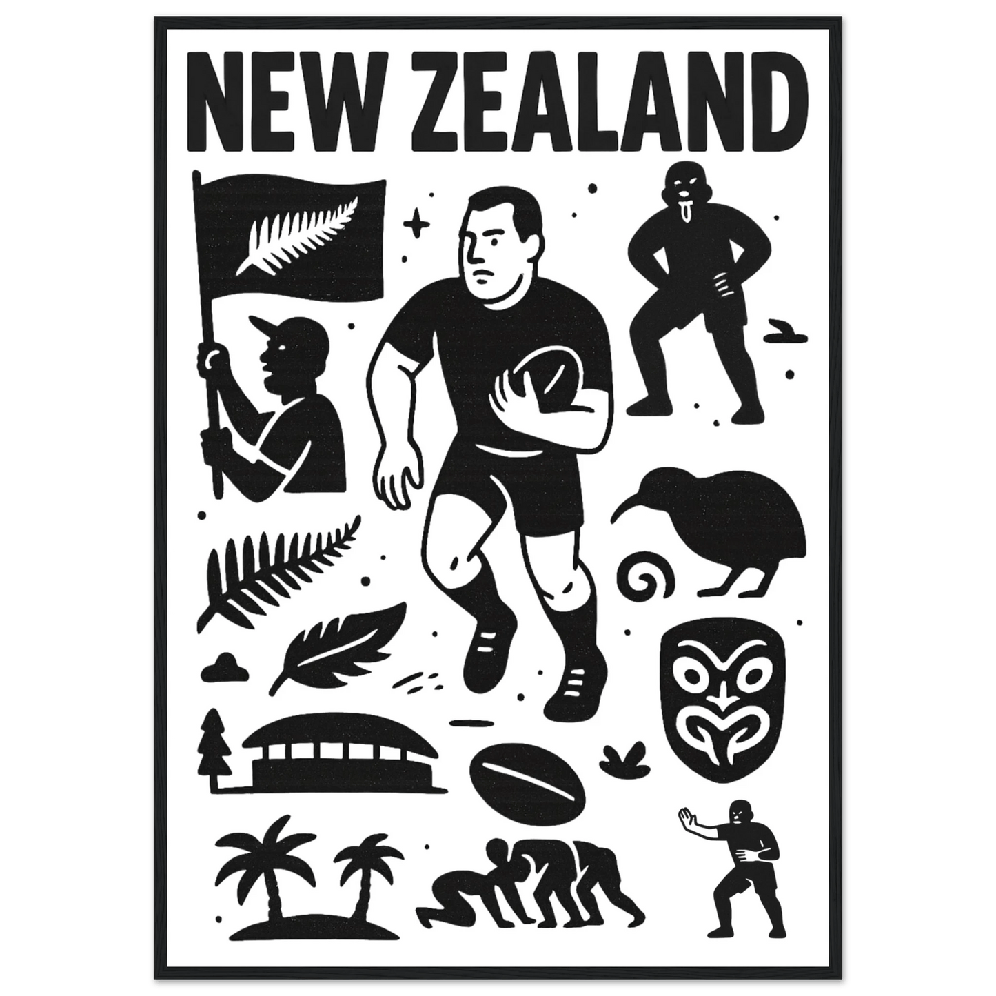 New Zealand Rugby Black Jersey Framed Art - VFtees