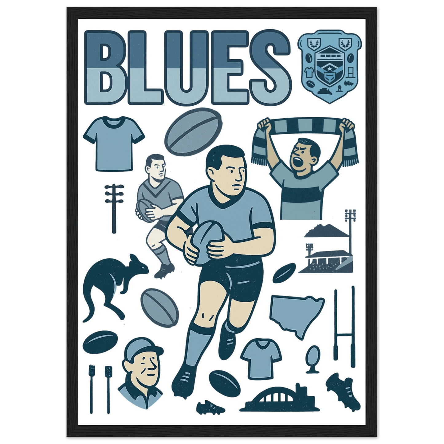 Origin Framed Wall Art - Blues - VFtees