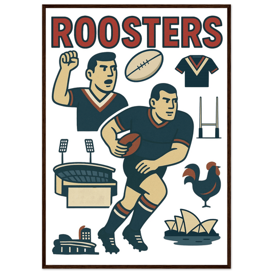 Roosters - Rugby League Framed Wall Art - VFtees