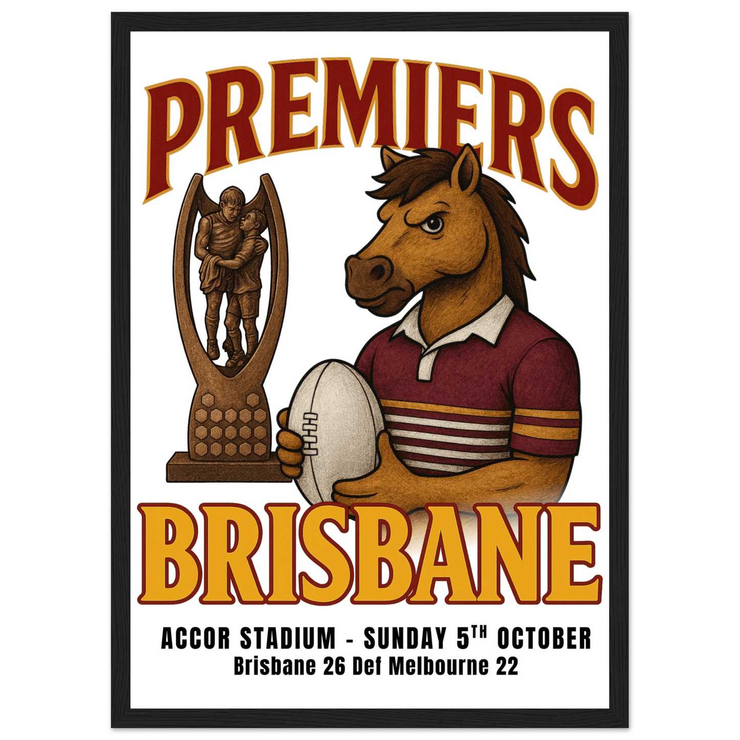 Broncos 2025 Premiers - Framed Wall Art - VFtees