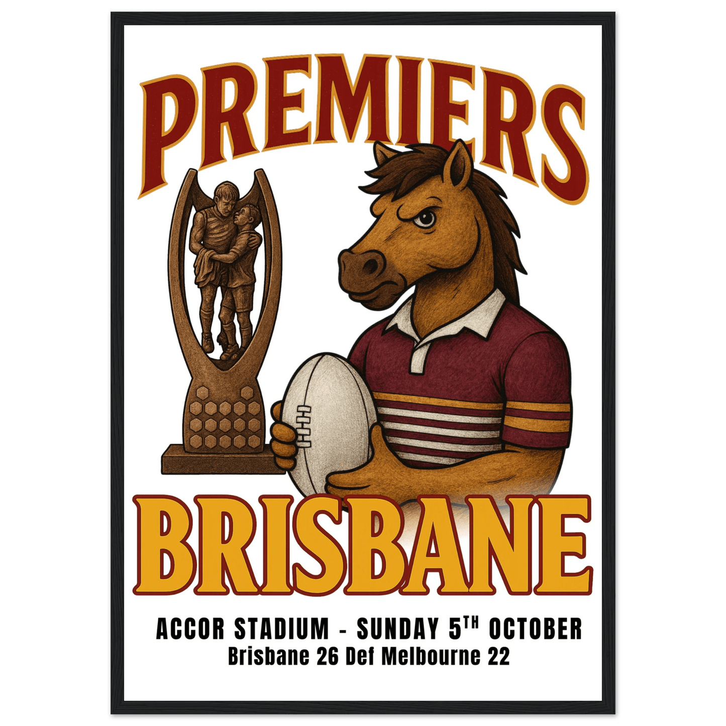 Broncos 2025 Premiers - Framed Wall Art - VFtees