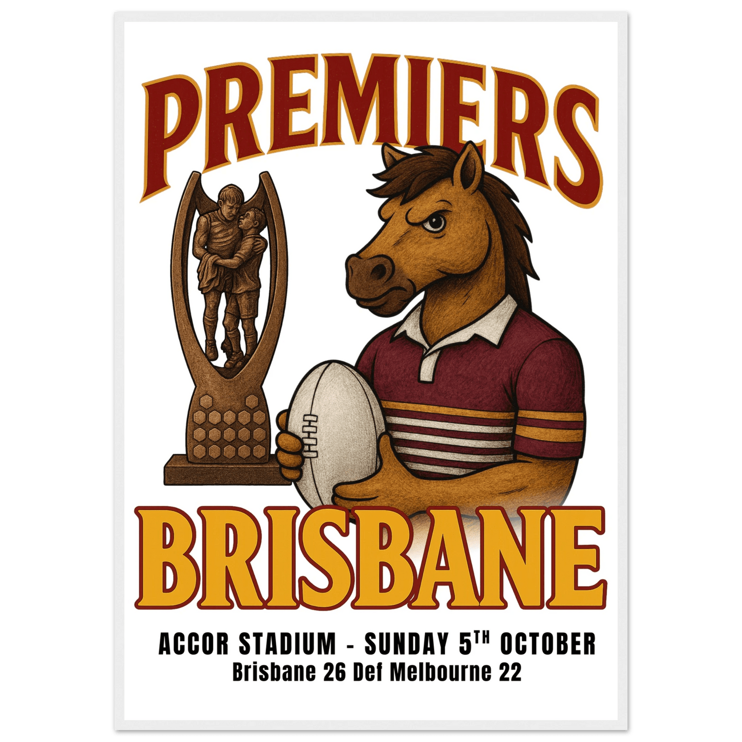 Broncos 2025 Premiers - Framed Wall Art - VFtees