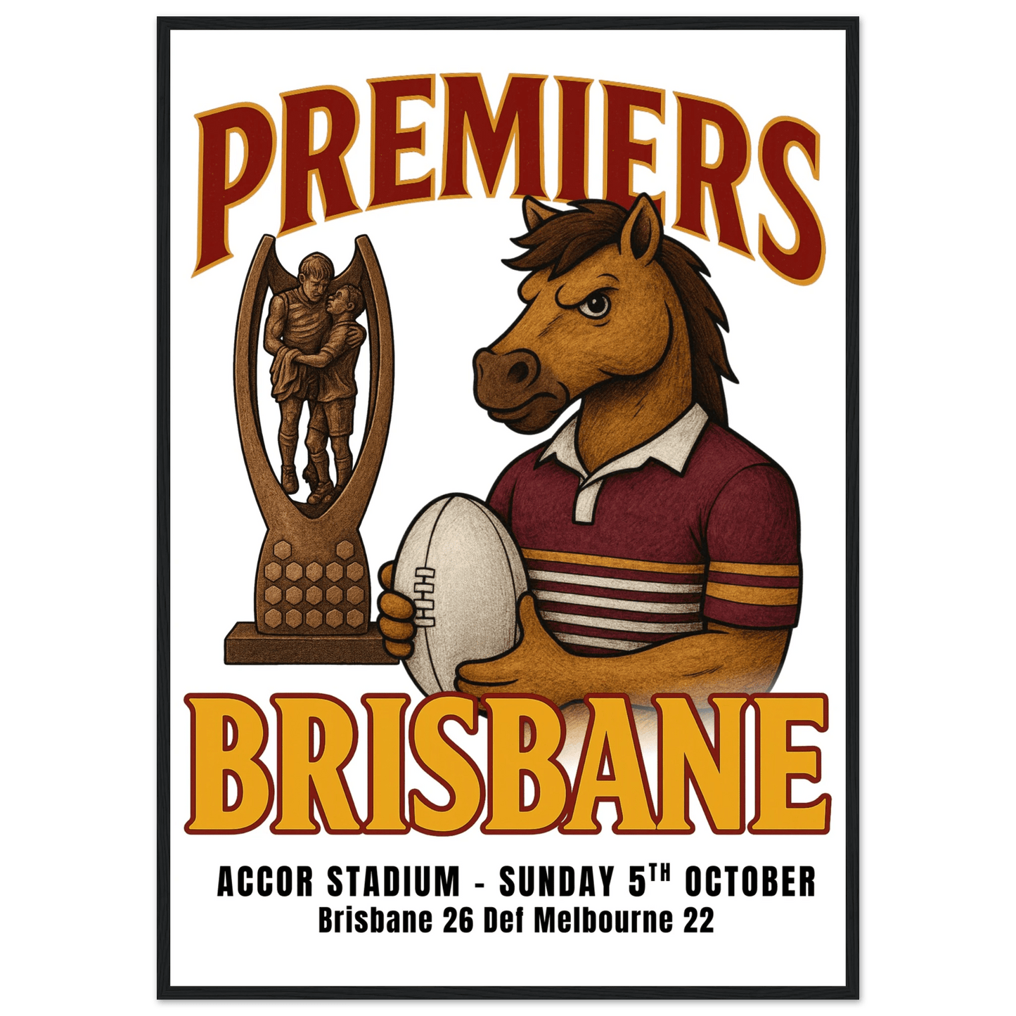 Broncos 2025 Premiers - Framed Wall Art - VFtees