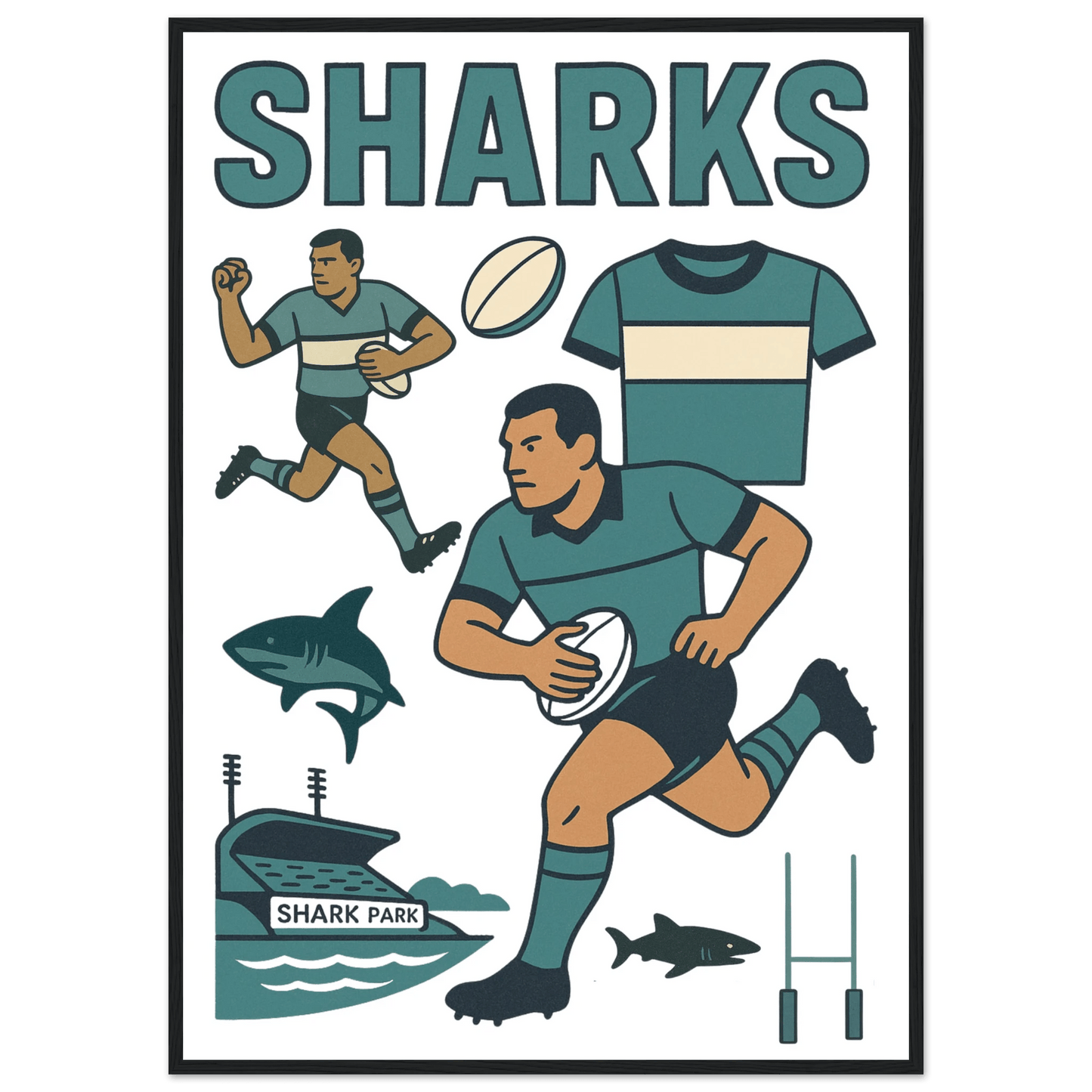 Cronulla - Rugby League Framed Wall Art - VFtees