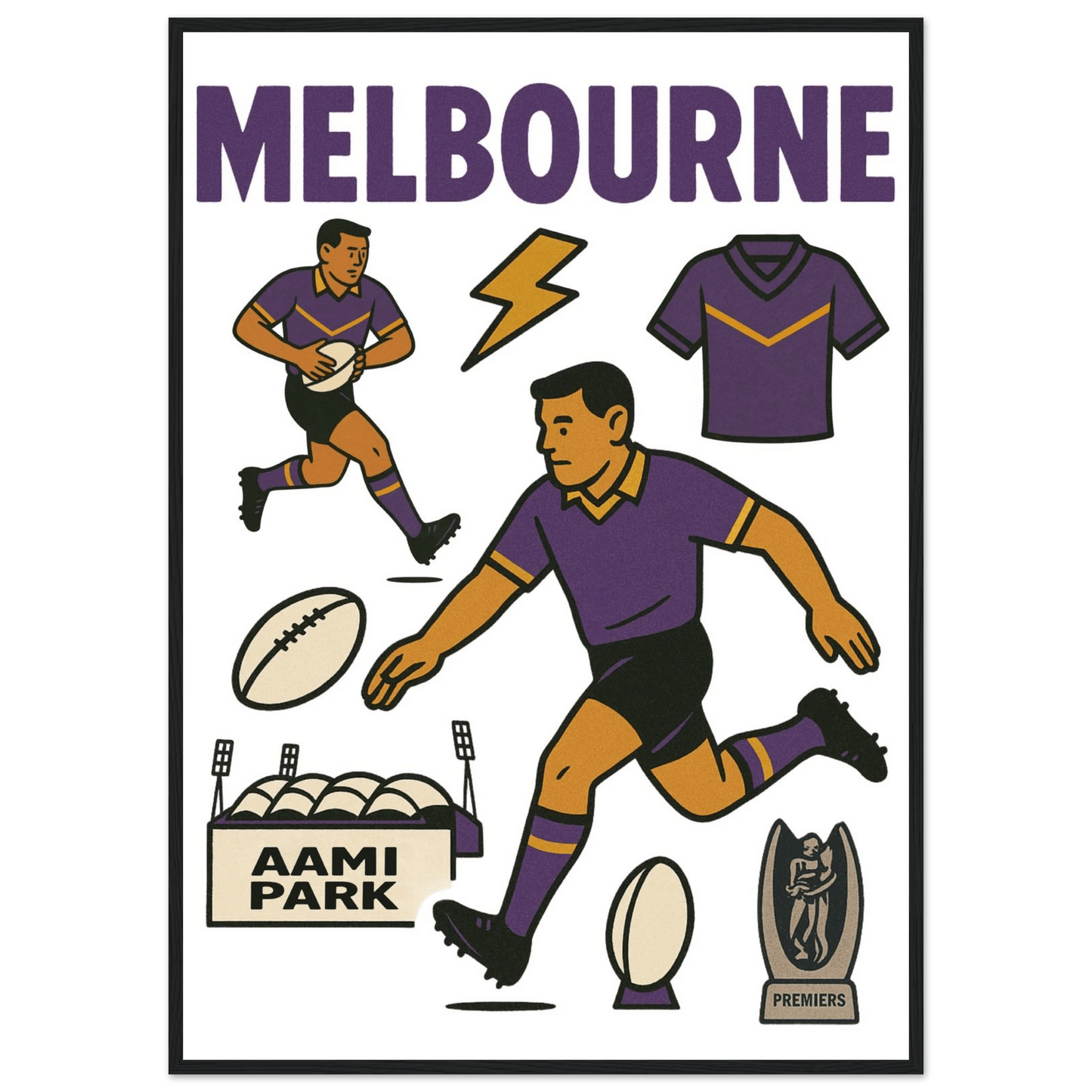 Melbourne - Rugby League Framed Wall Art - VFtees