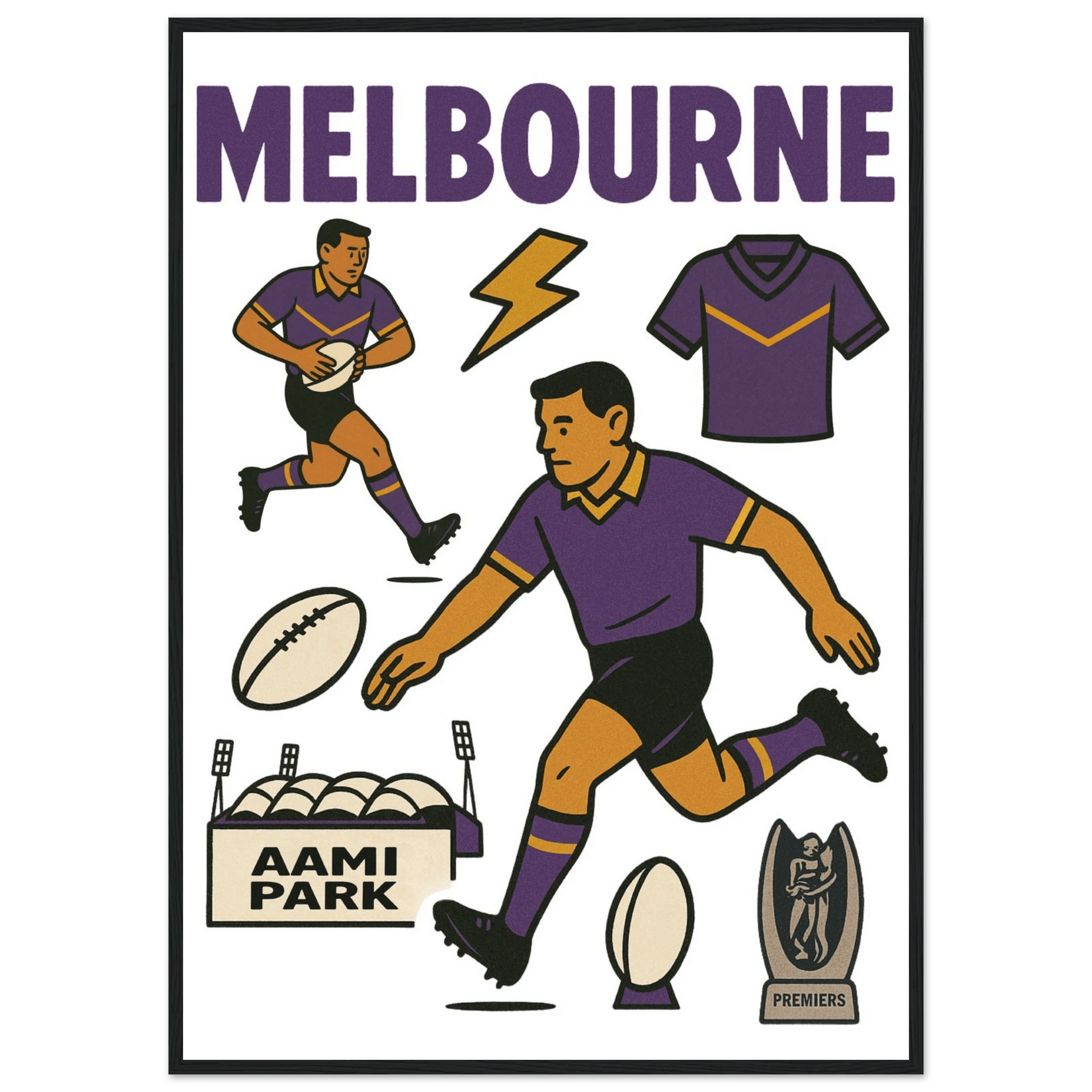 Melbourne - Rugby League Framed Wall Art - VFtees