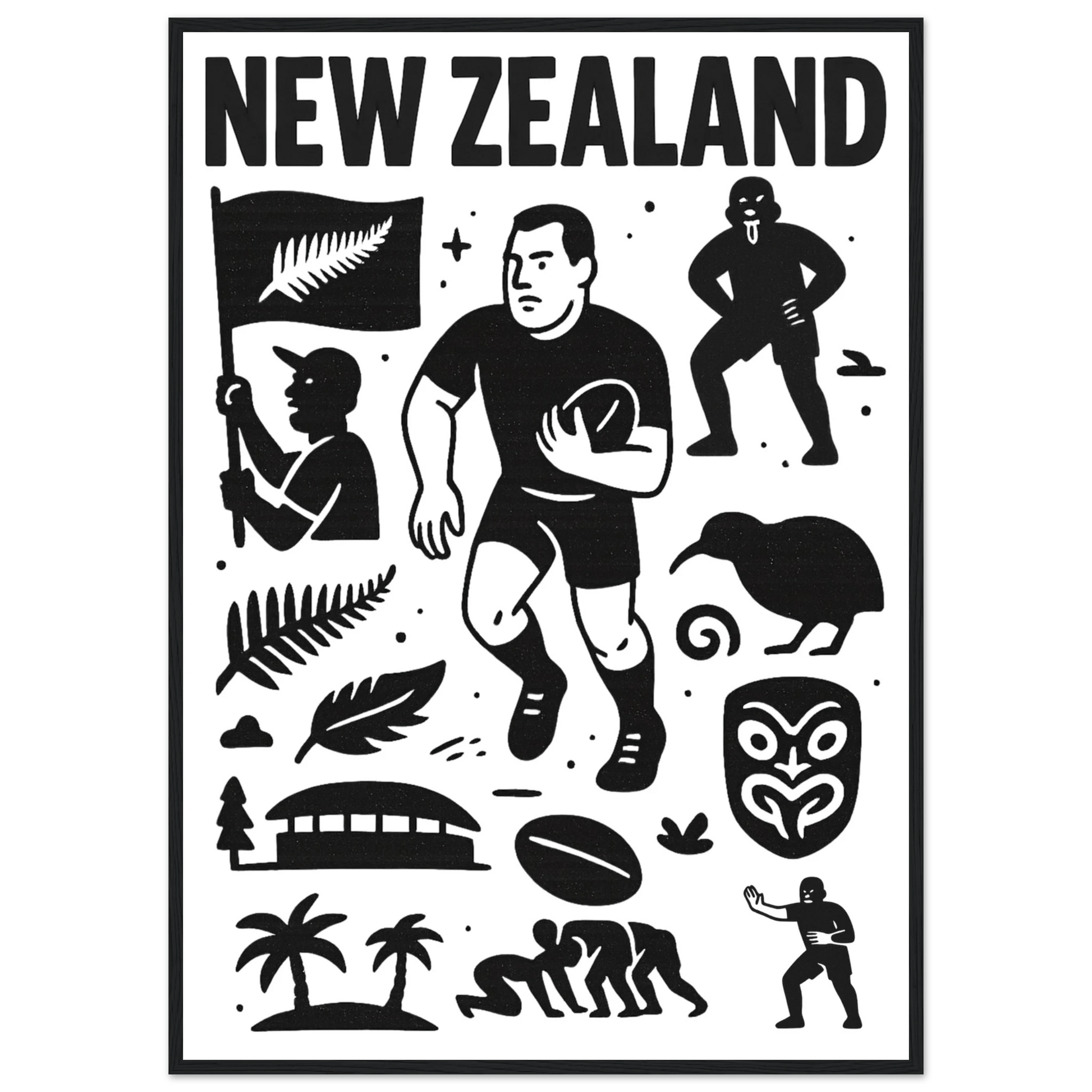 New Zealand Rugby Black Jersey Framed Art - VFtees