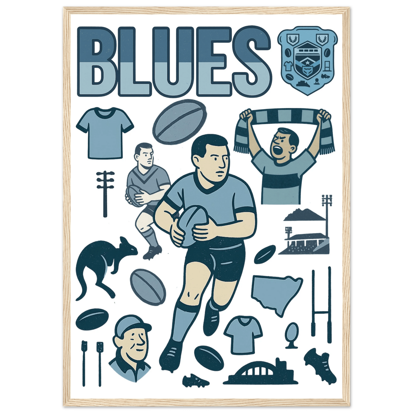 Origin Framed Wall Art - Blues - VFtees