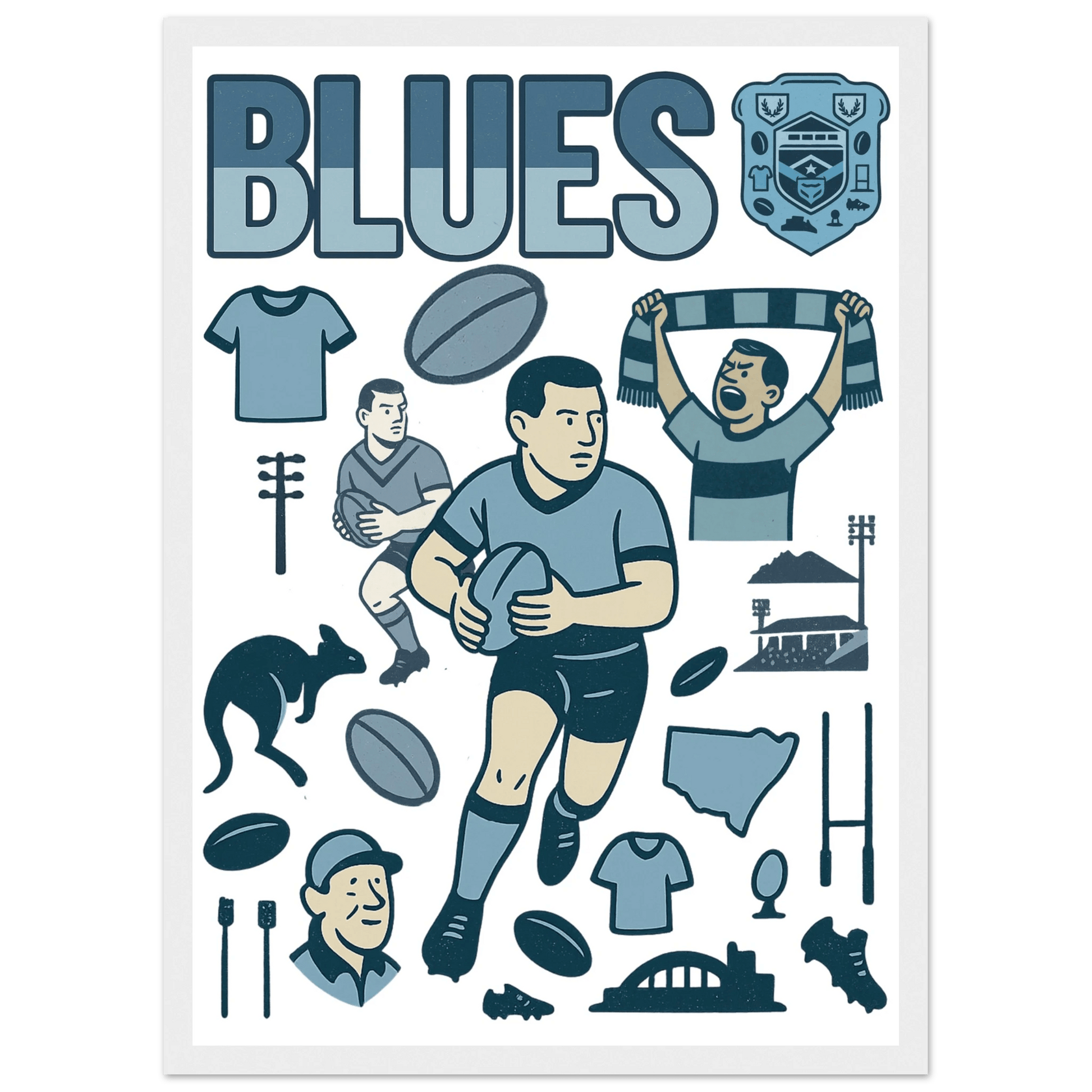 Origin Framed Wall Art - Blues - VFtees
