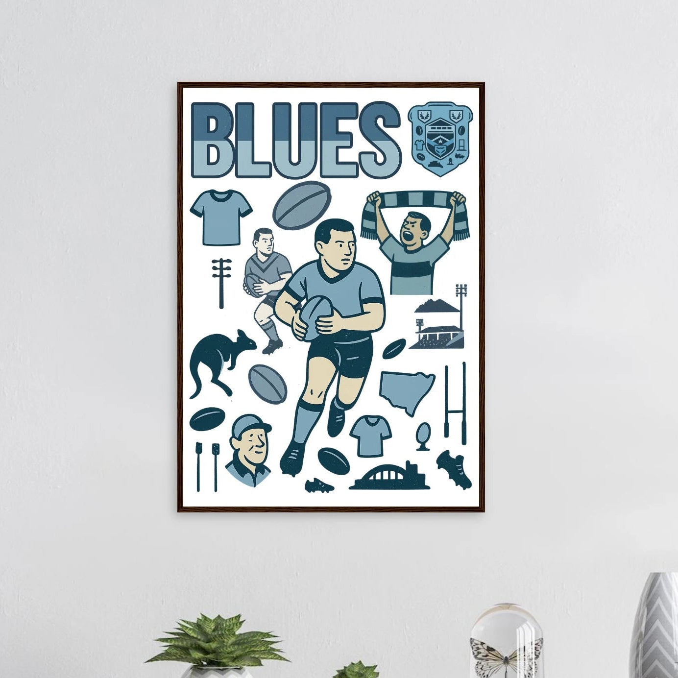 Origin Framed Wall Art - Blues - VFtees
