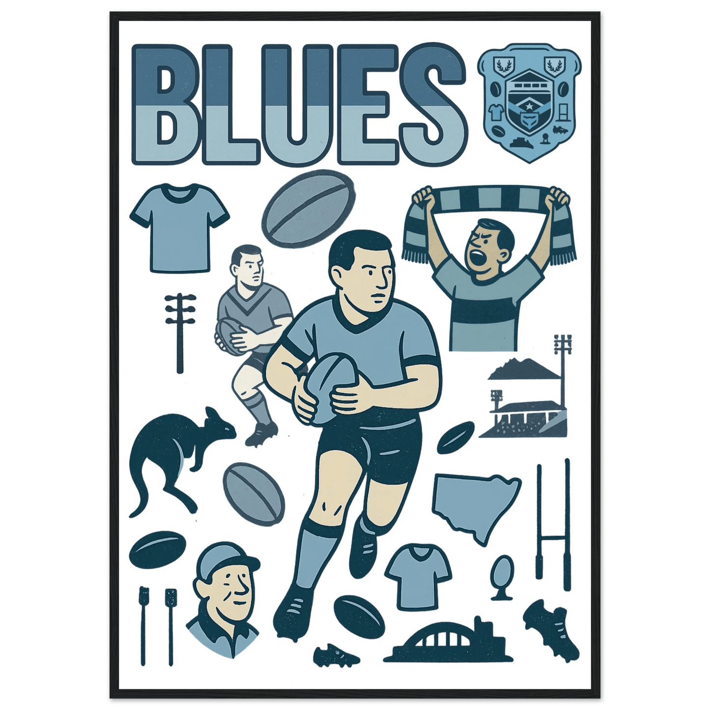 Origin Framed Wall Art - Blues - VFtees