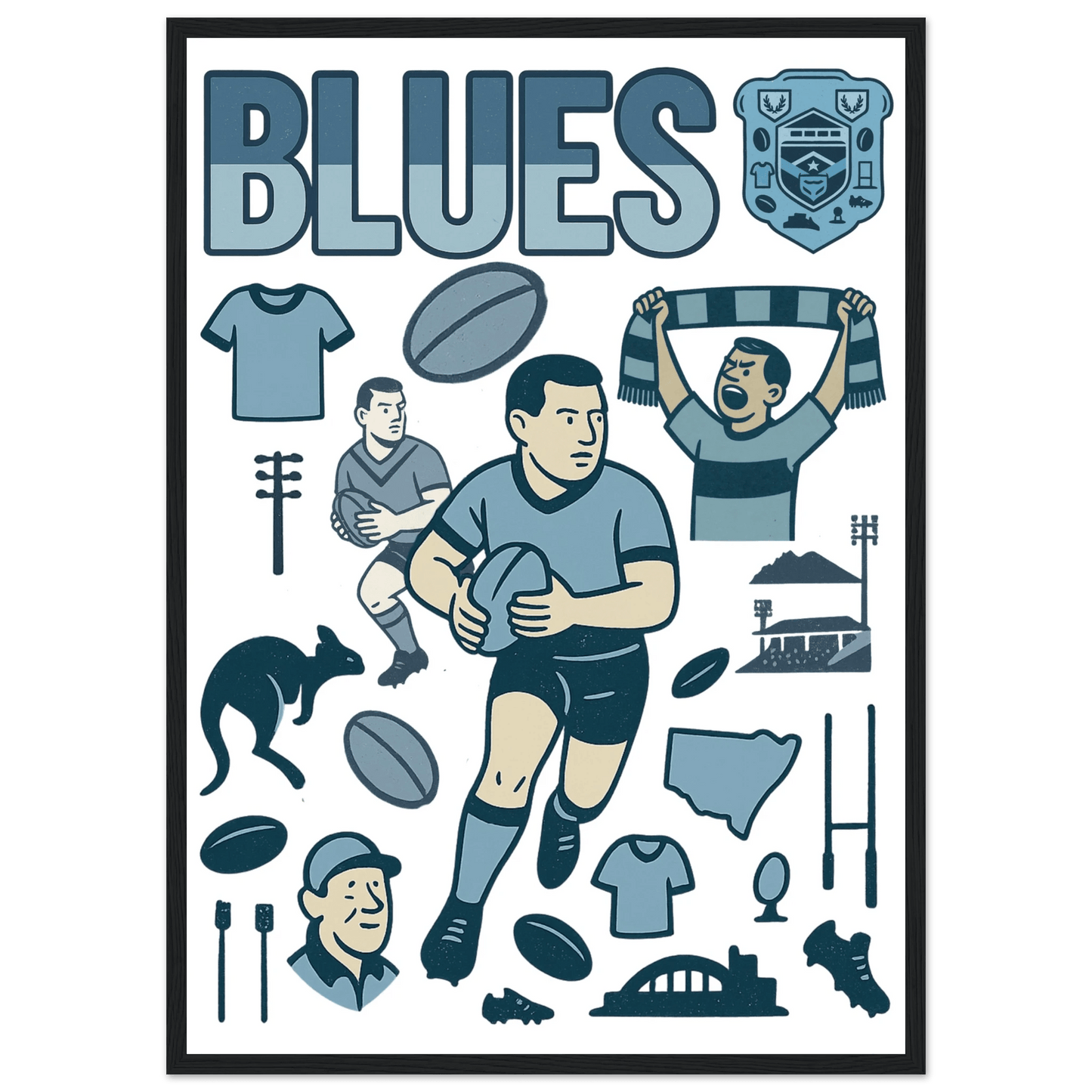 Origin Framed Wall Art - Blues - VFtees