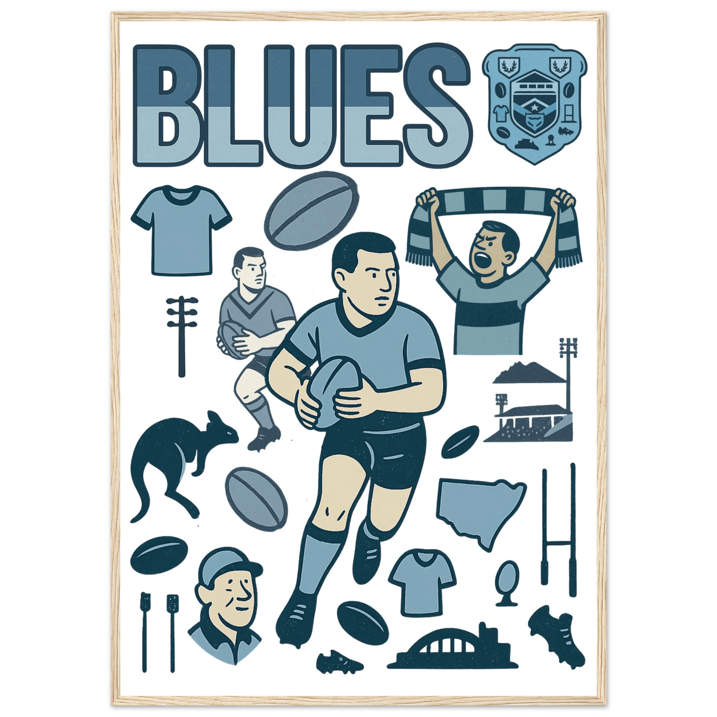 Origin Framed Wall Art - Blues - VFtees