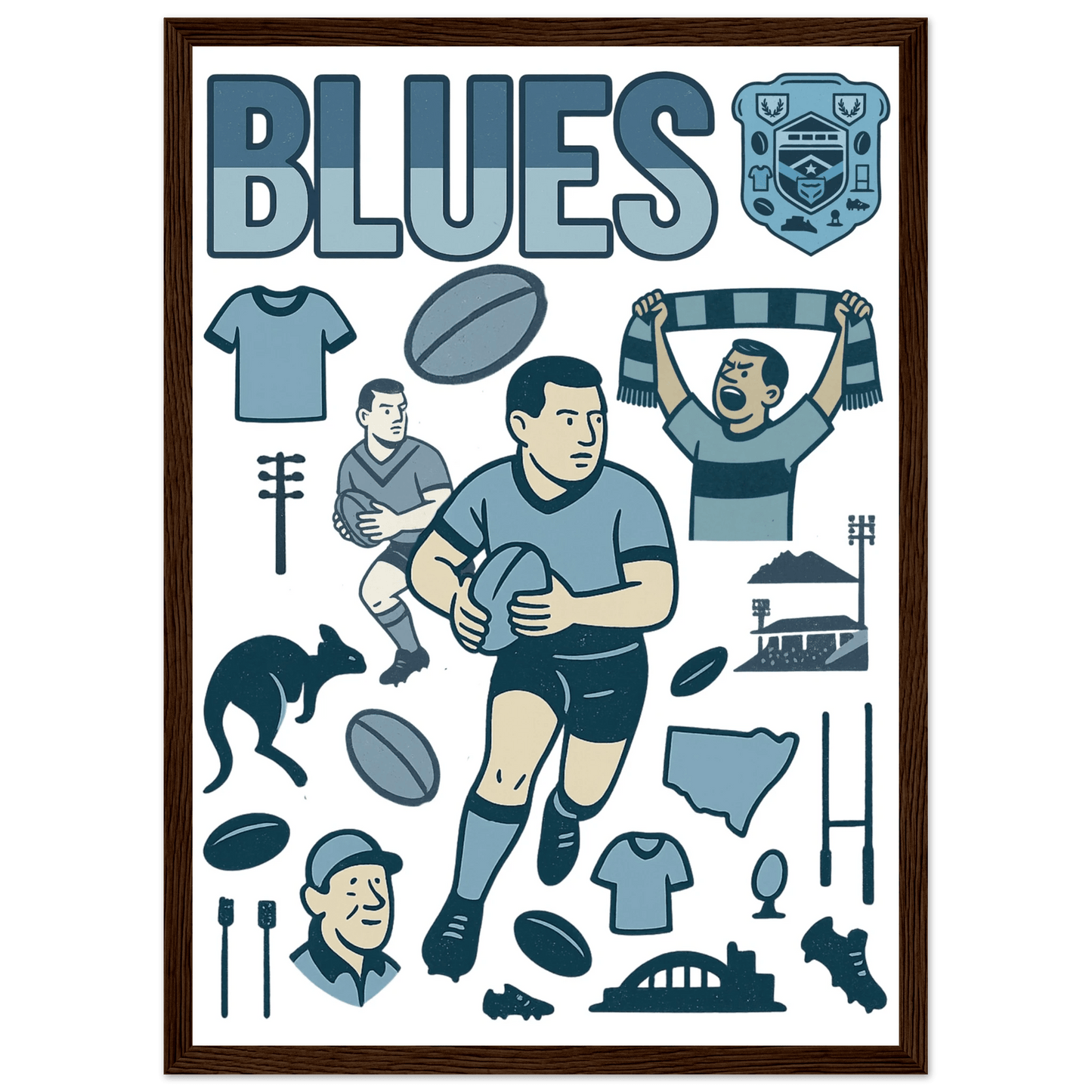 Origin Framed Wall Art - Blues - VFtees