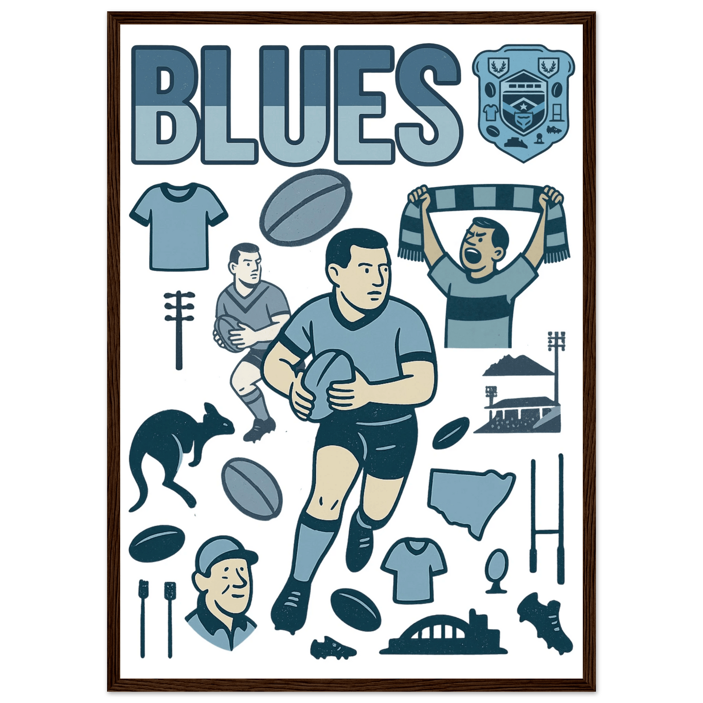Origin Framed Wall Art - Blues - VFtees