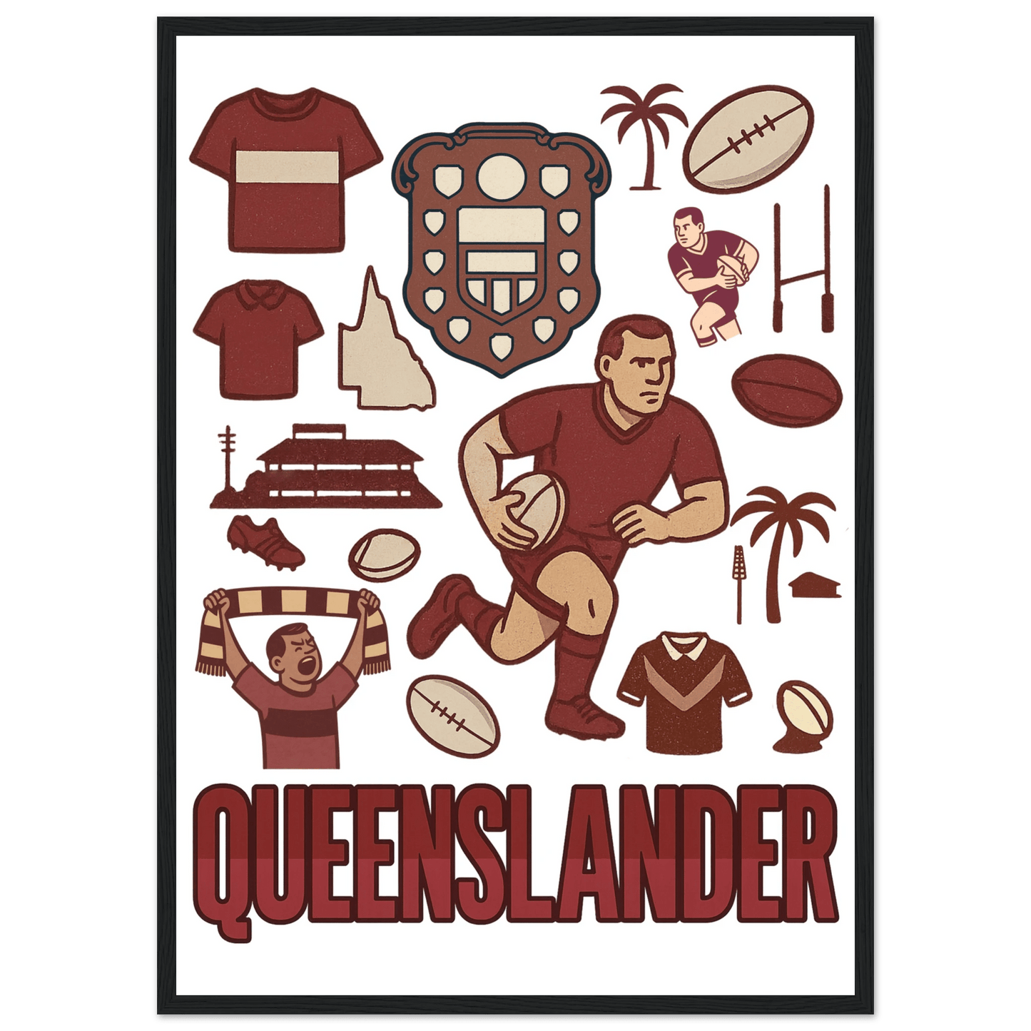 Origin Framed Wall Art - Queenslander - VFtees