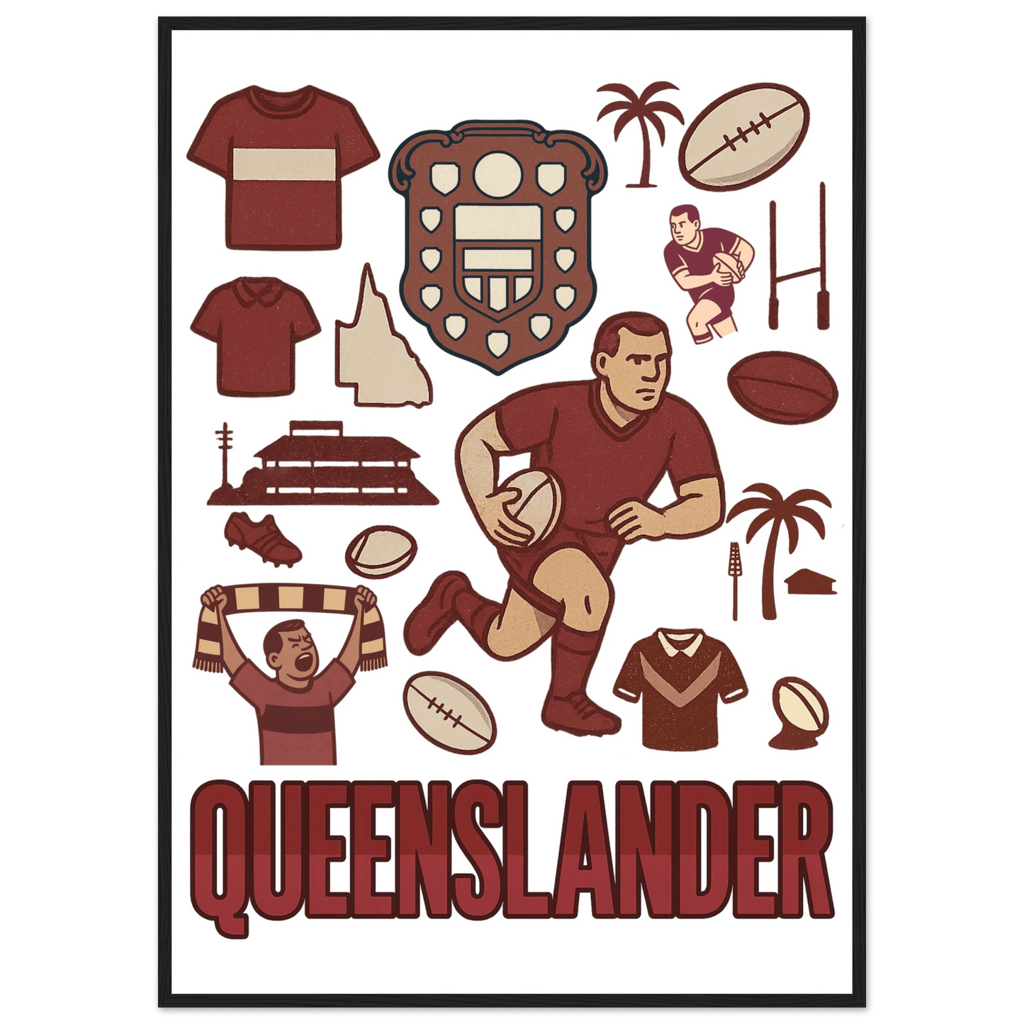 Origin Framed Wall Art - Queenslander - VFtees