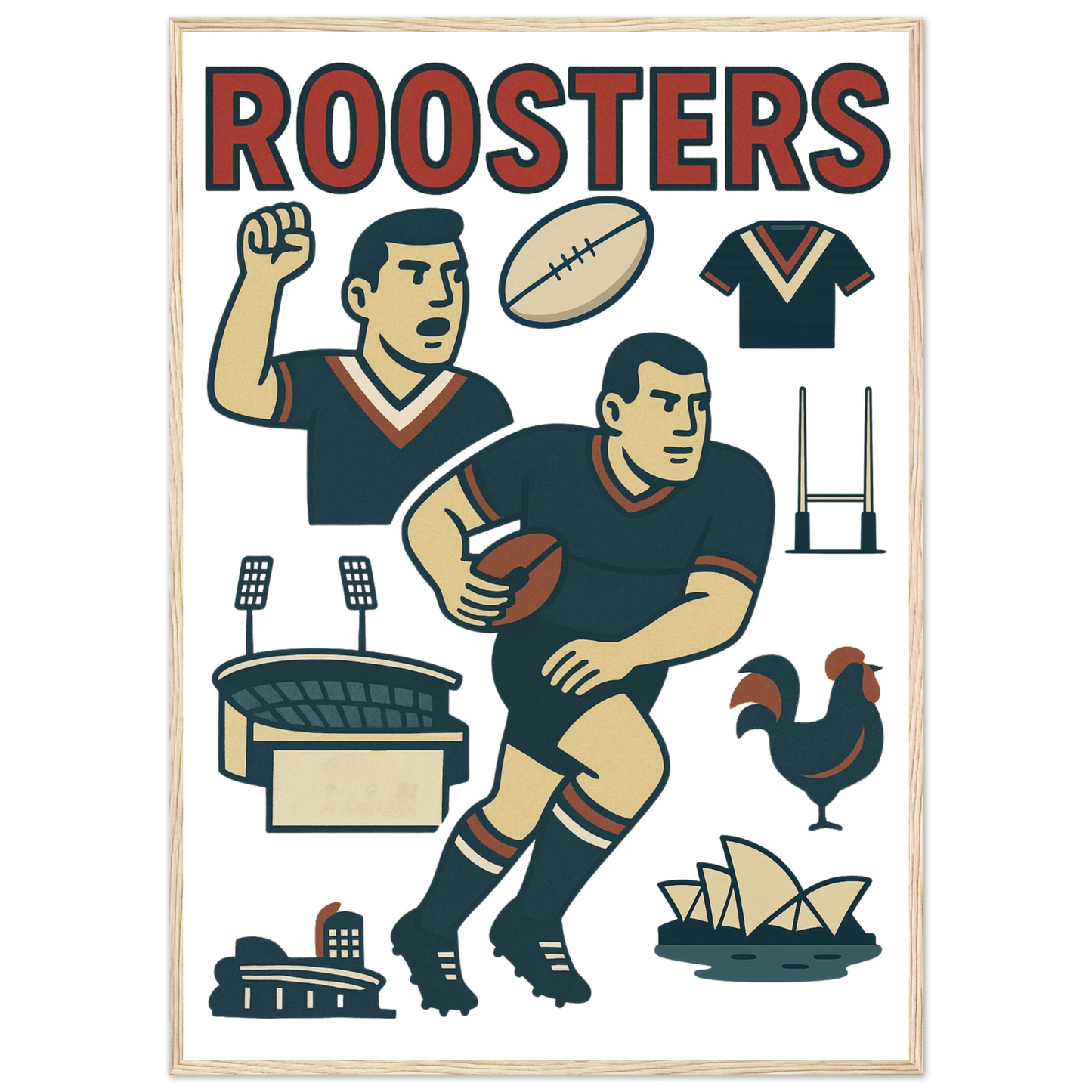 Roosters - Rugby League Framed Wall Art - VFtees