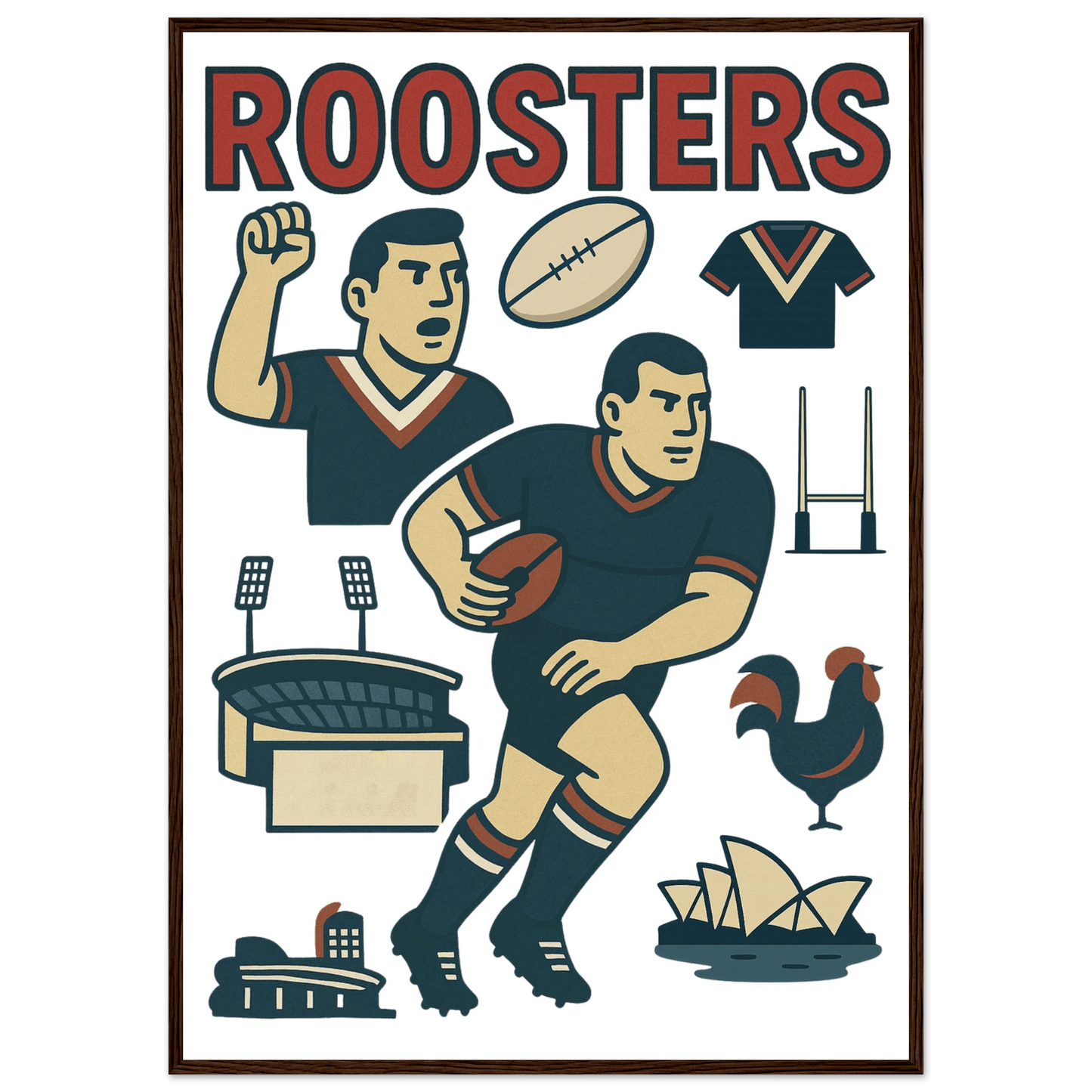 Roosters - Rugby League Framed Wall Art - VFtees