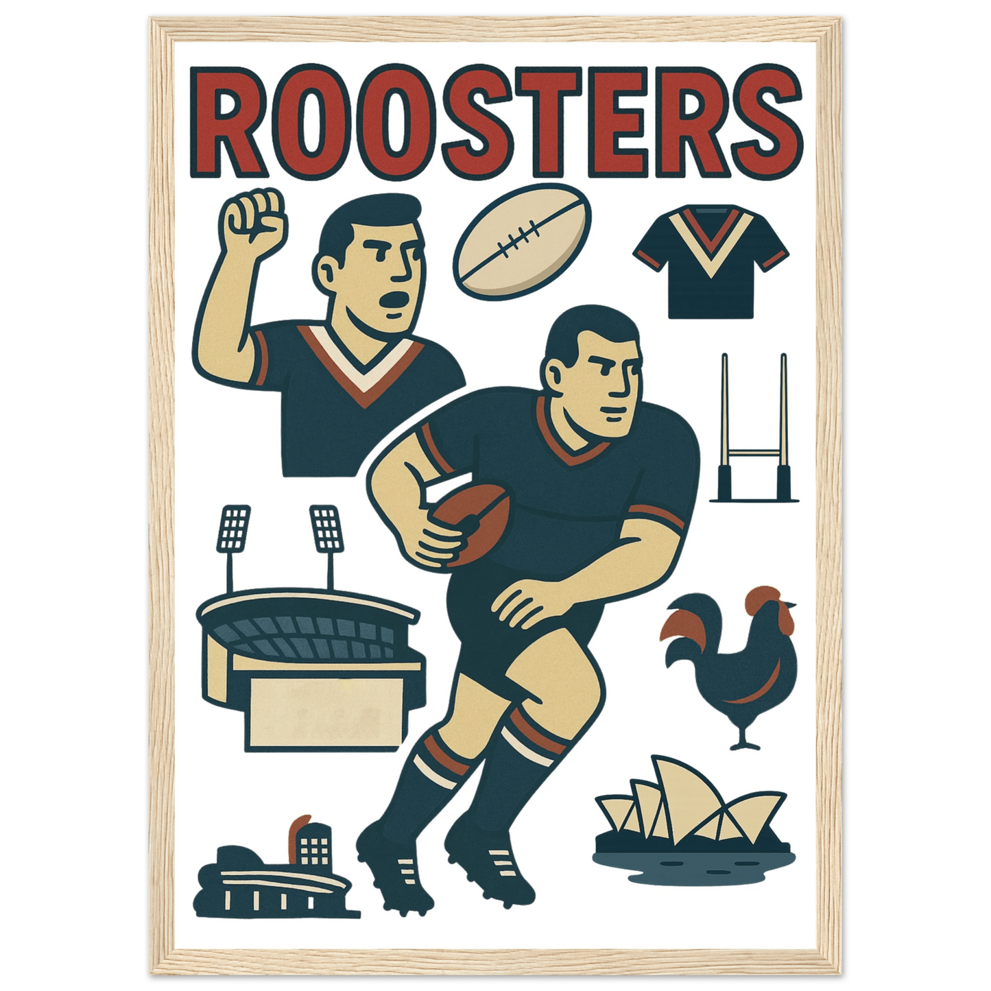 Roosters - Rugby League Framed Wall Art - VFtees