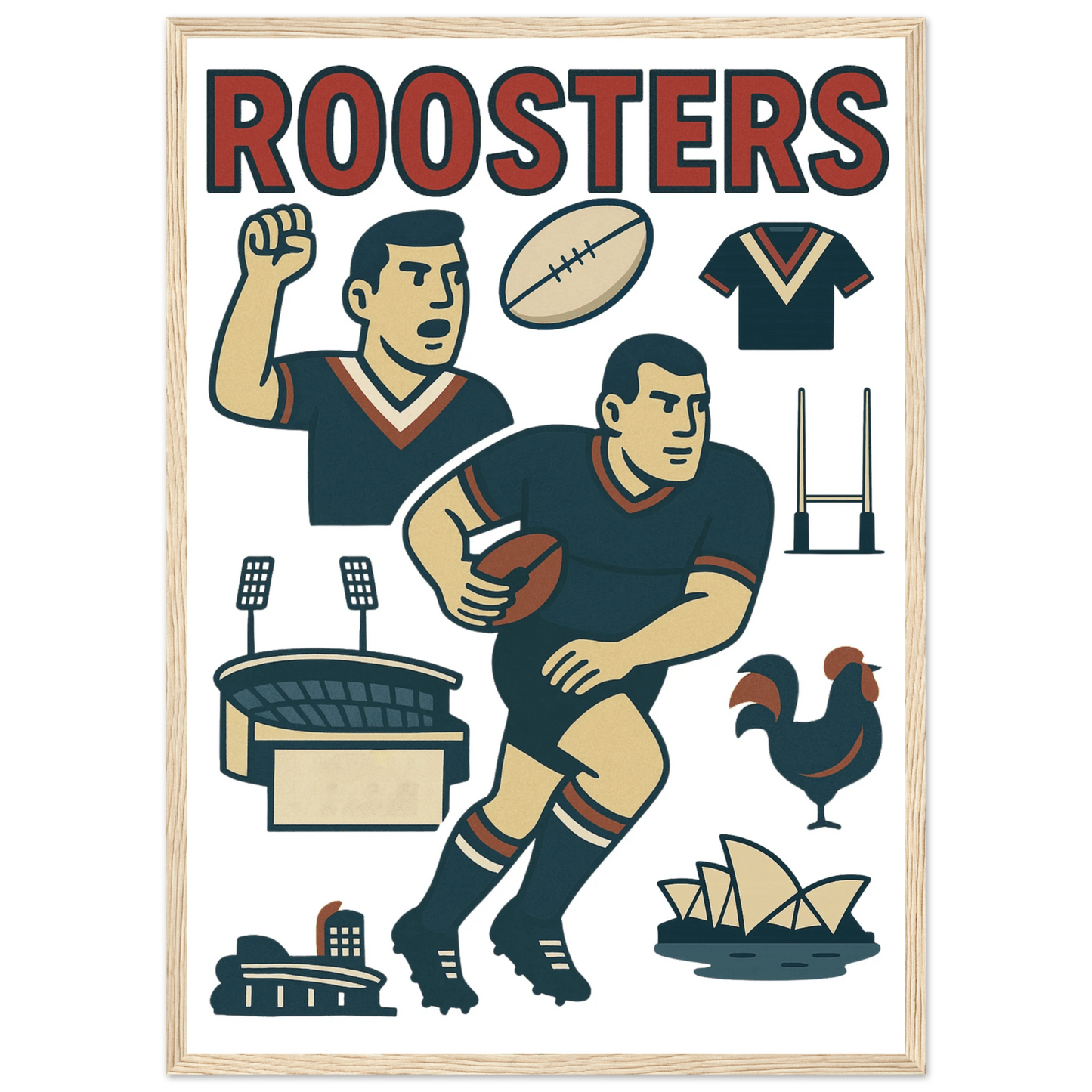 Roosters - Rugby League Framed Wall Art - VFtees