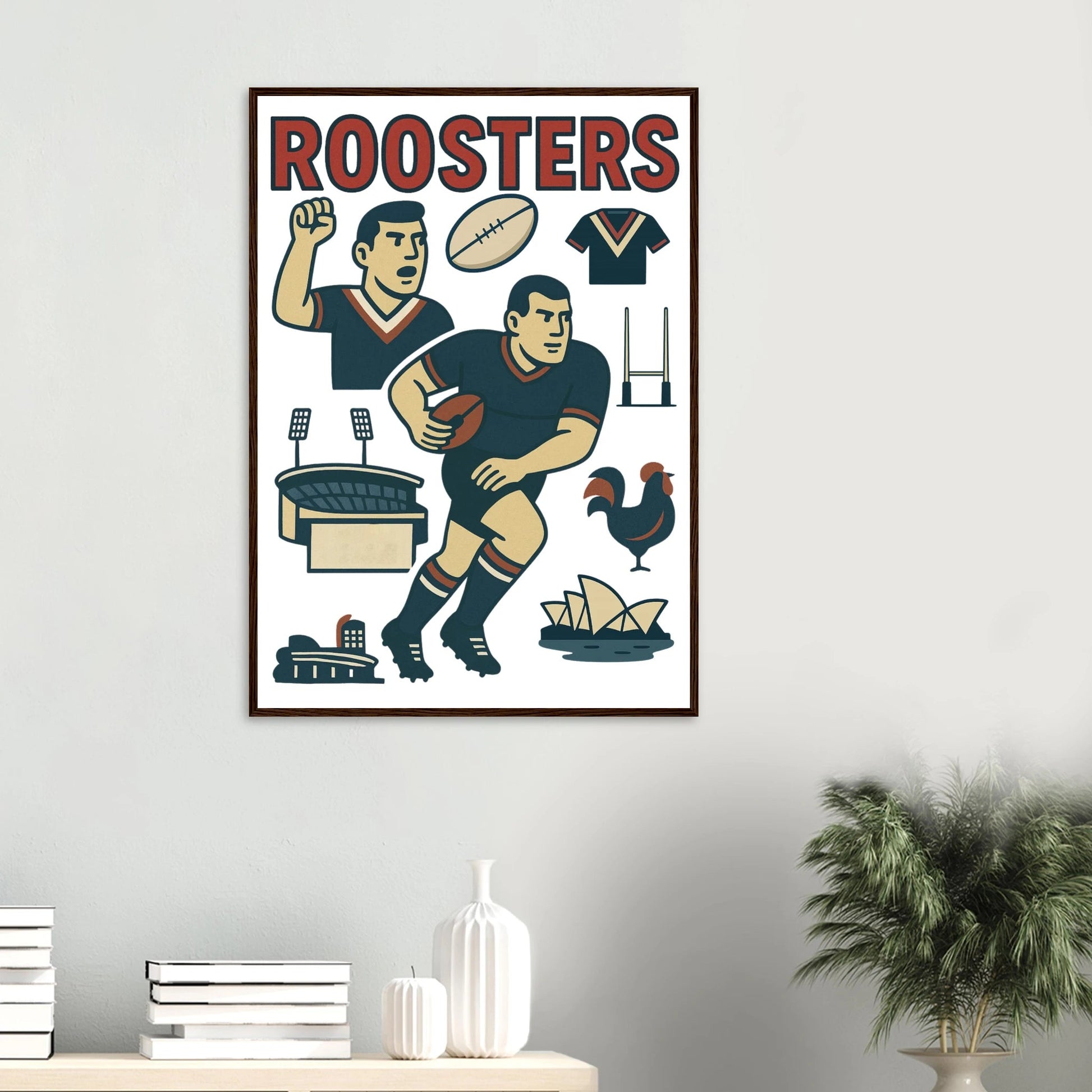 Roosters - Rugby League Framed Wall Art - VFtees