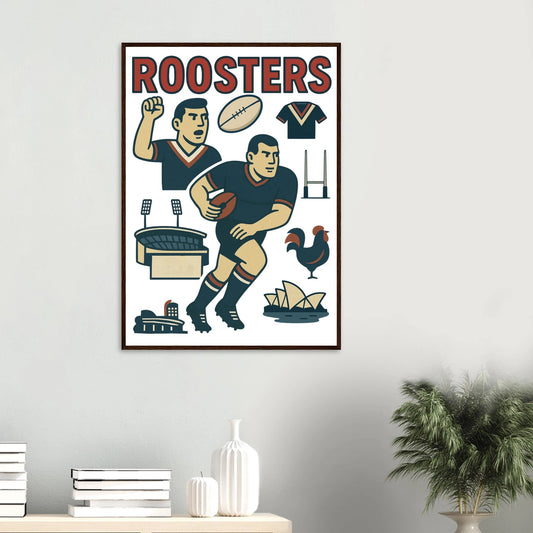Roosters - Rugby League Framed Wall Art - VFtees