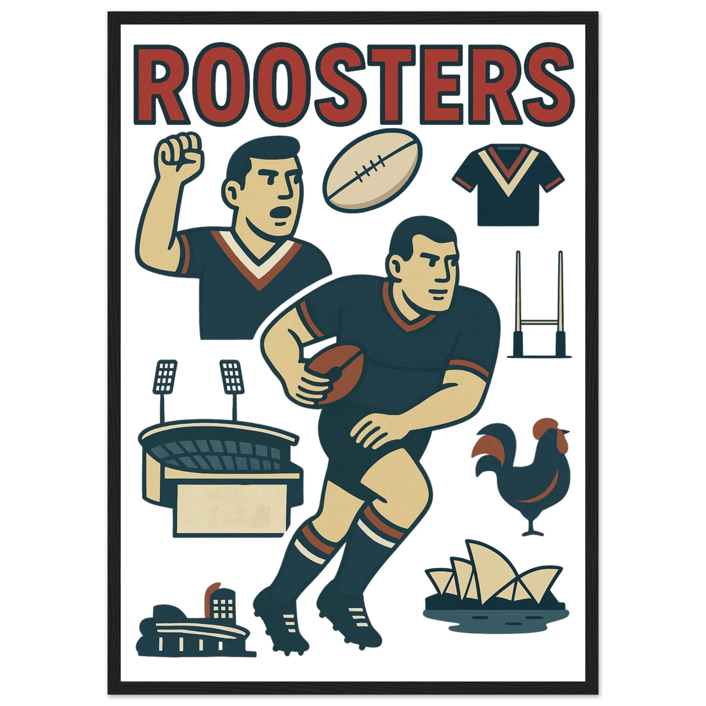 Roosters - Rugby League Framed Wall Art - VFtees