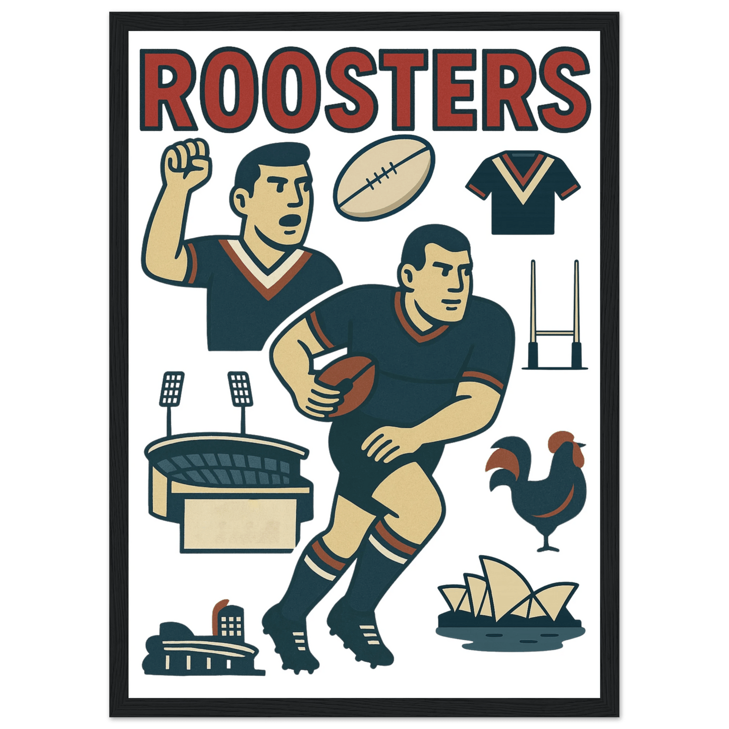 Roosters - Rugby League Framed Wall Art - VFtees