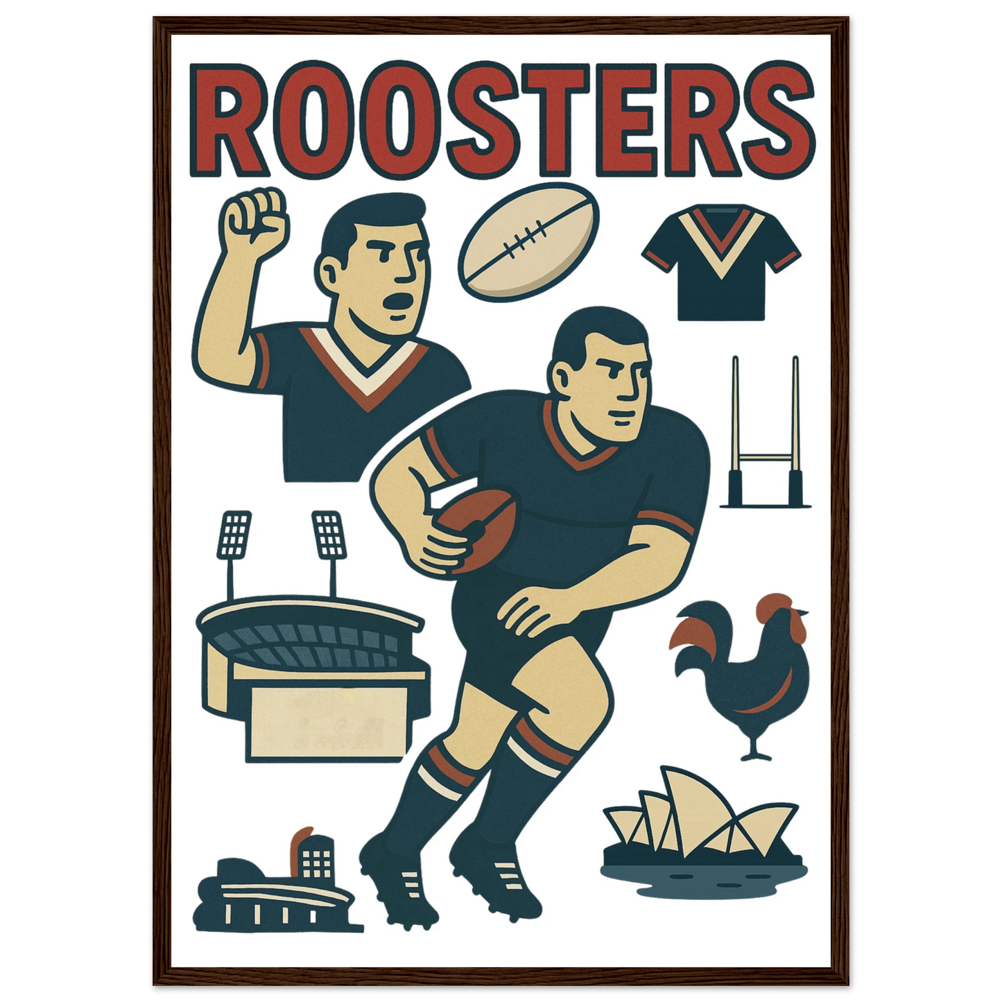 Roosters - Rugby League Framed Wall Art - VFtees