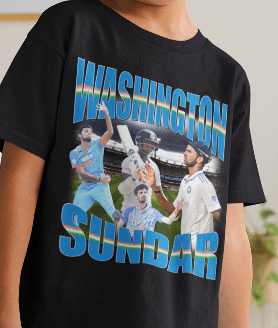 Washington Sundar Indian Cricket Graphic Tee (Kids) - VFtees